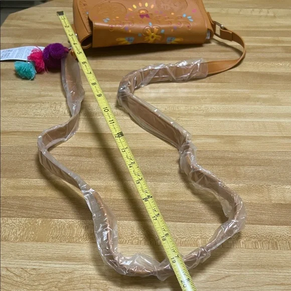 # 0740 + Embroidered Leather Tan Crossbody Bag - Picture 6 of 9